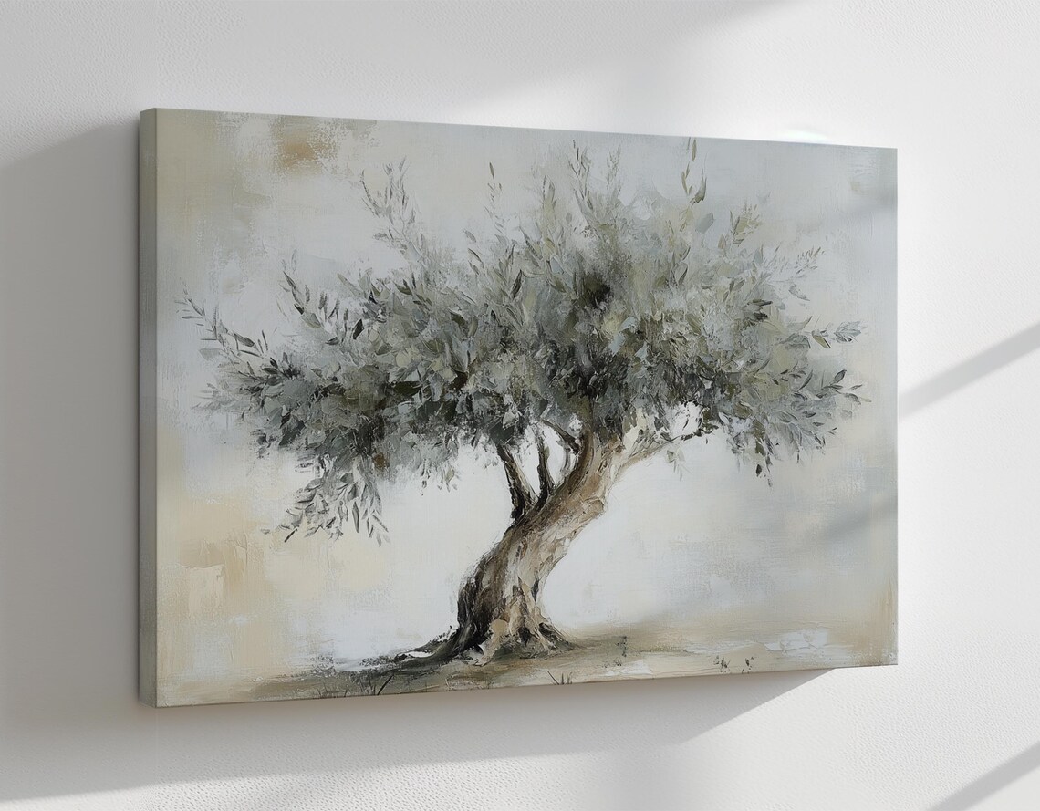 Olive Tree Vintage Oil Painting Art Print, Farmhouse Decor - Image 3