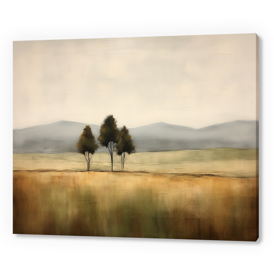 Country Vintage Landscape Trees Antique Countryside Print Moody Painting Print Living Room Wall Art Farmhouse Decor Art