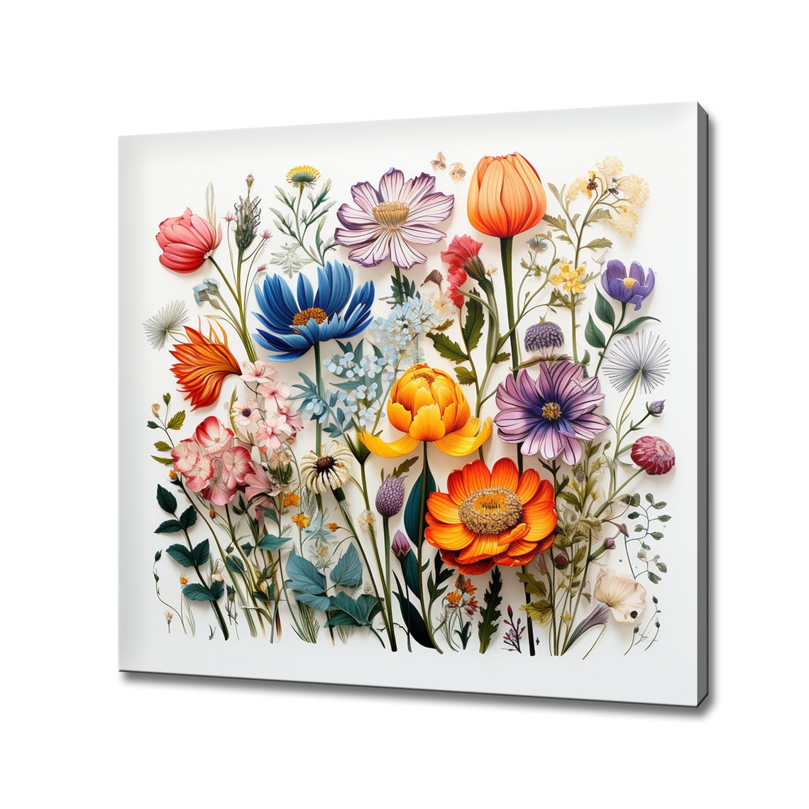 Wildflower Field Botanical Illustration Colorful Spring Bloom Print