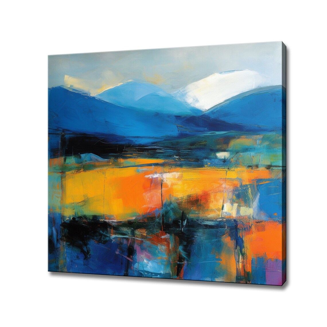 Abstract Mountains Landscape, Oil-Painting-Style Print