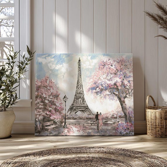 Paris Print Eiffel Tower Artwork Wall Decor For Home Office Vintage Parisian Scene Gift For Travelers Art Lovers