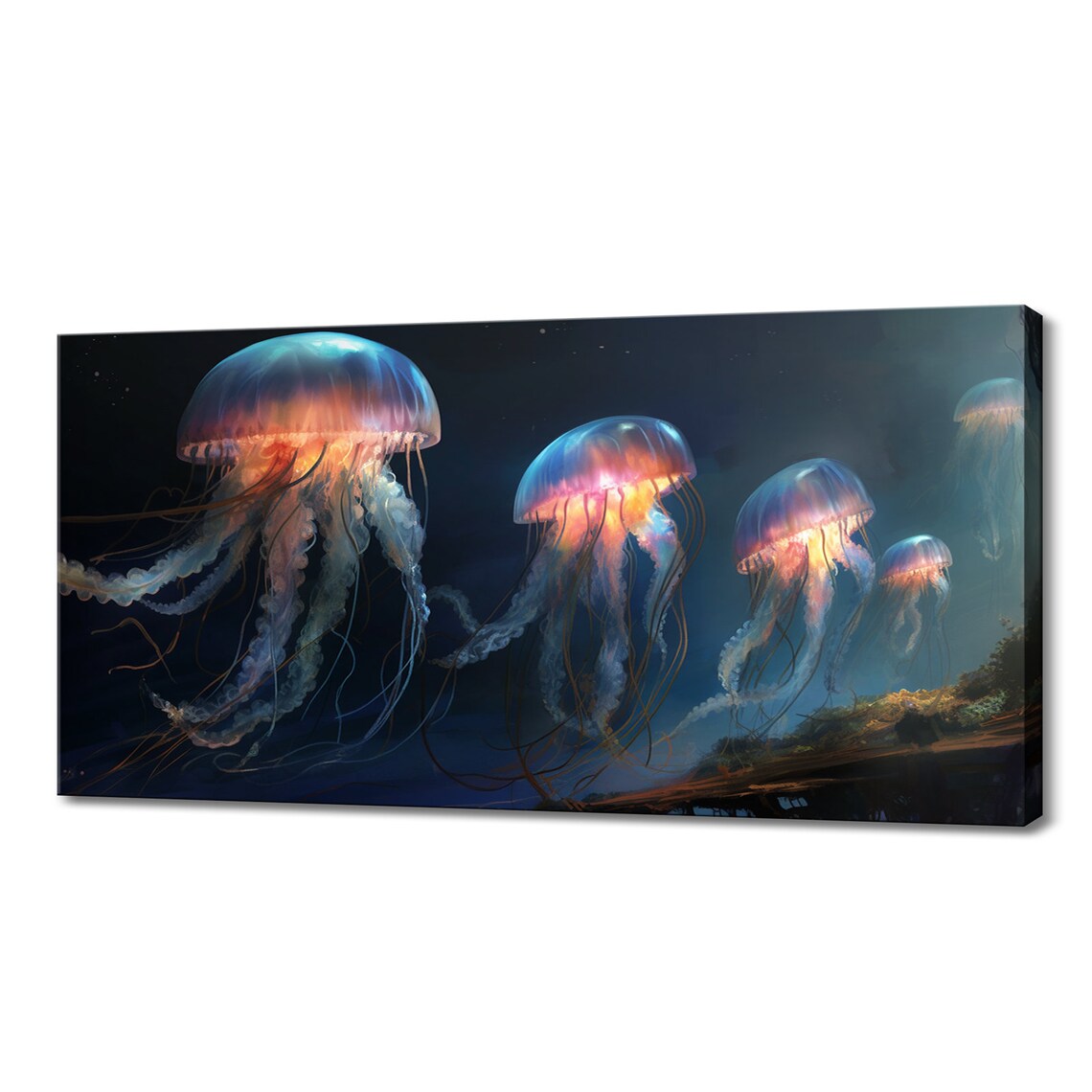 Glowing Jellyfish Deep Ocean Night Underwater Sea Life Poster