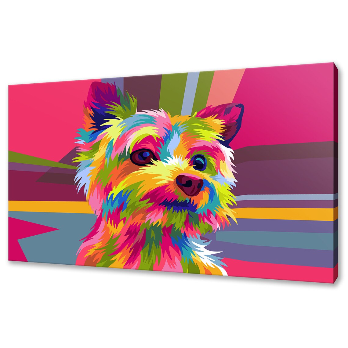 Rainbow Terrier Dog Pop Art Portrait Colorful Sunset Stripe Poster