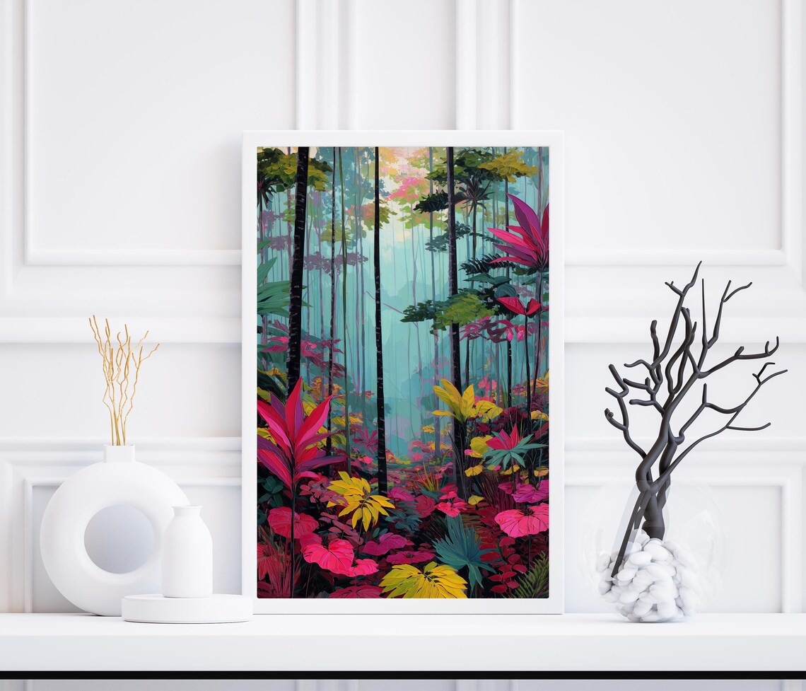 Tropical Rainforest Art Print Vivid Jungle Wall Decor