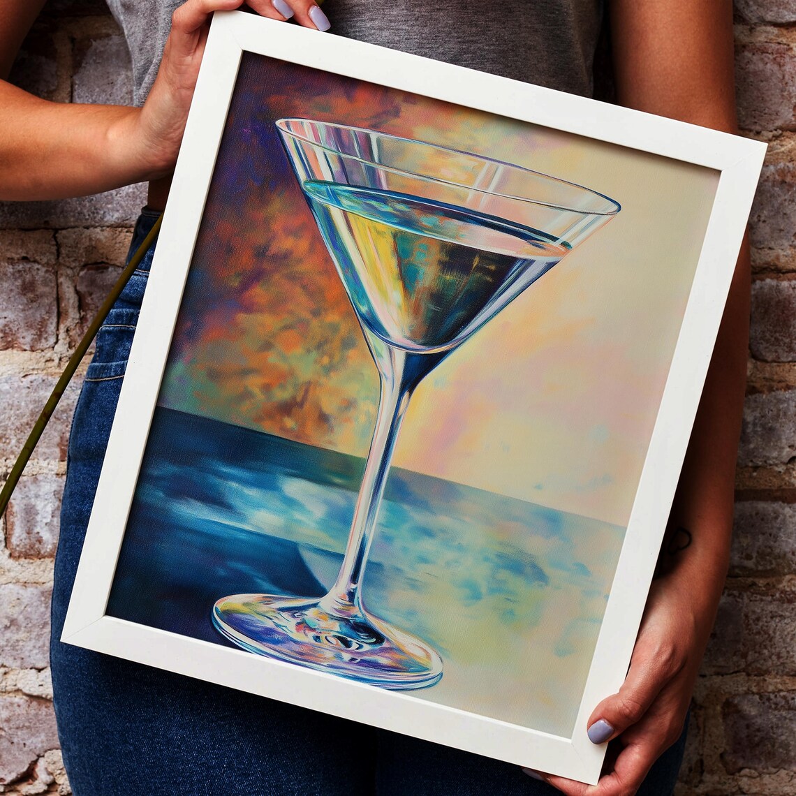 Colorful Martini Glass Abstract Cocktail Painting Bar Cart Art Print