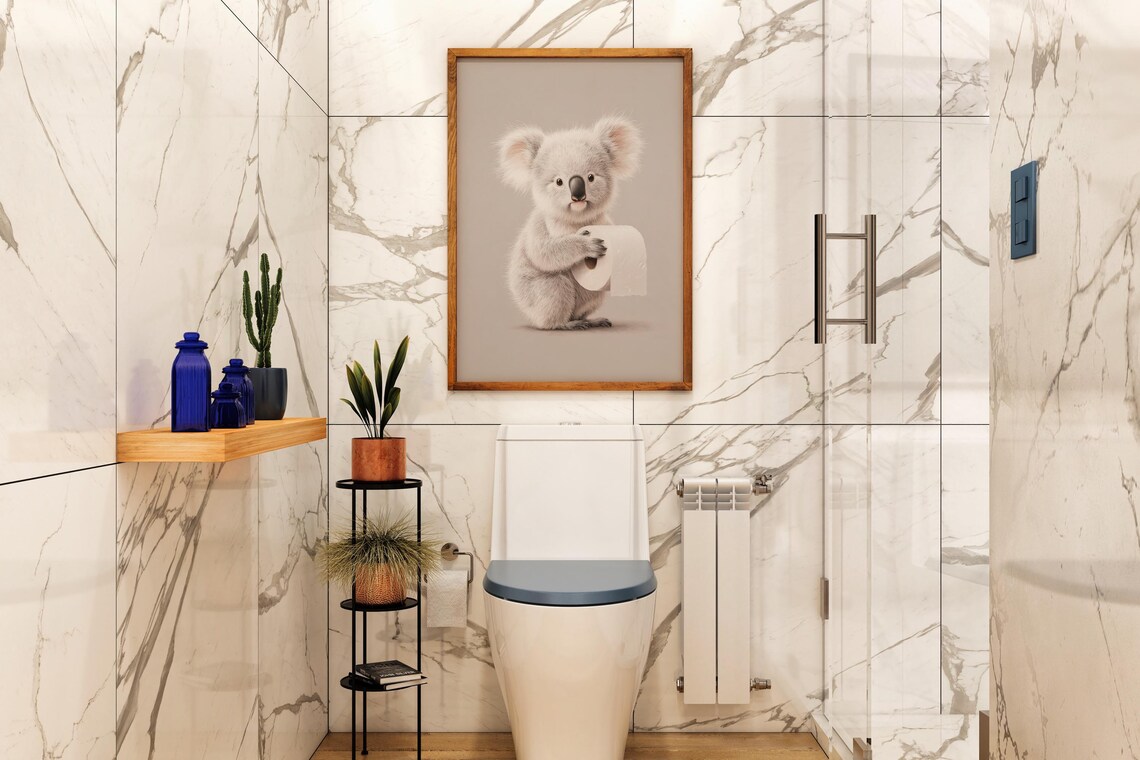 Animal Bathroom Poster Koala Gift Art Wall Decor