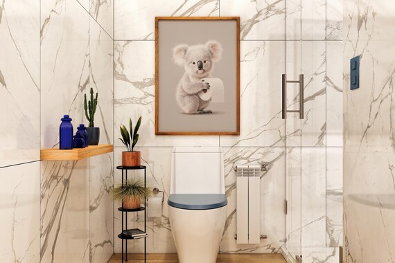 Animal Bathroom Poster Koala Gift Art Wall Decor