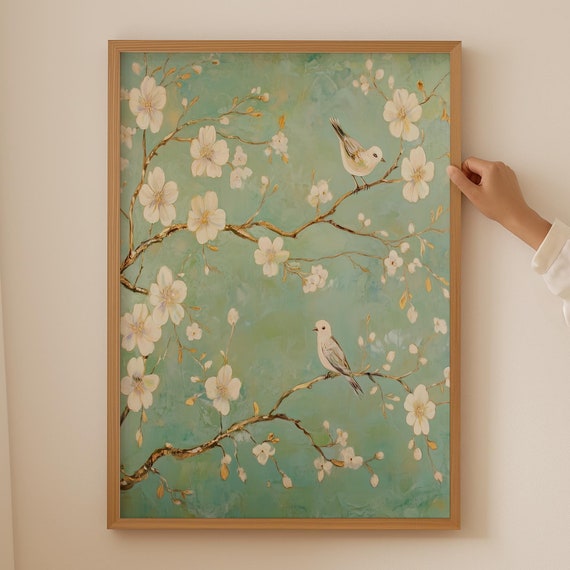 Chinoiserie Print Japandi Poster For Cubicle Decor Wabi Sabi Wall Art Room Japanese And Trendy Above Couch