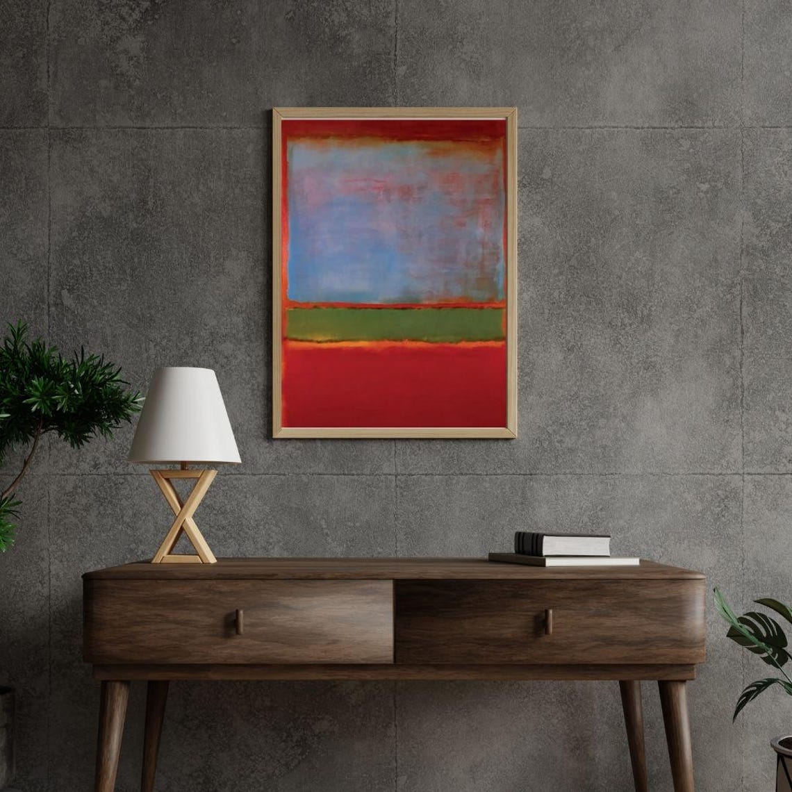 Bold Red Blue And Green Abstract Color Block Minimalist Art Poster - Image 3