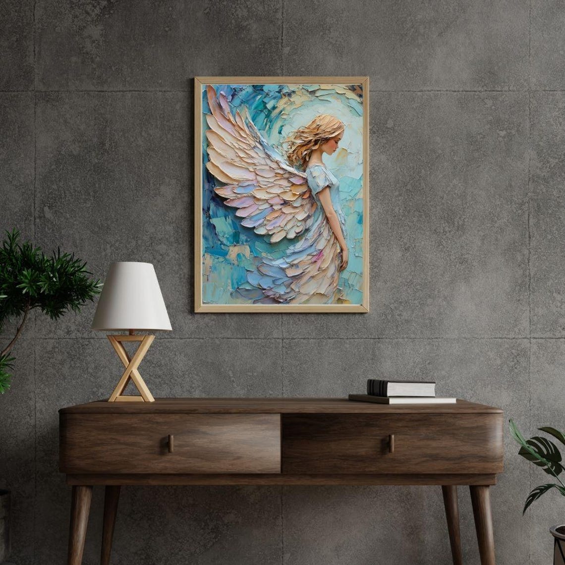 Ethereal Angel Pastel Wings Impasto Texture Spiritual Serene Print - Image 2