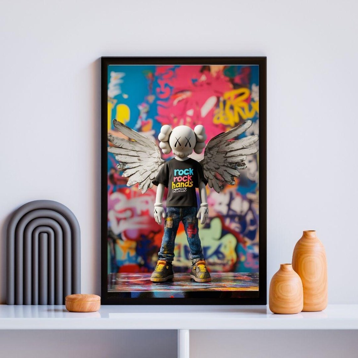 Graffiti Street Art Winged Cartoon Figure Colorful Urban Wall Poster - Image 3