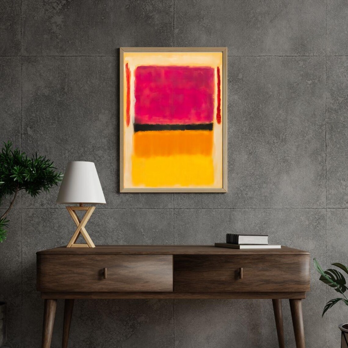 Pink Orange And Yellow Abstract Color Block Modern Art Poster - Image 3