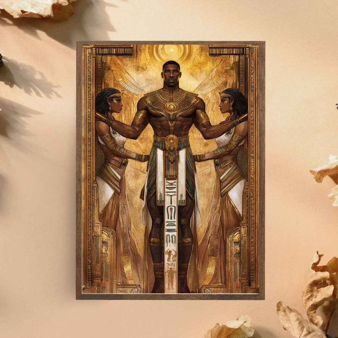 Ancient Egyptian Pharaoh In Gold Regalia Majestic Mythology Poster