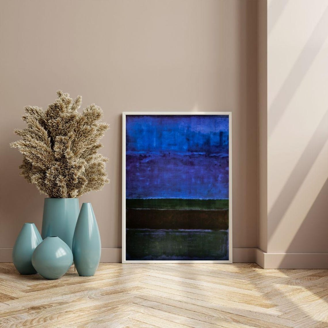 Deep Blue And Green Rothko Style Color Field Abstract Block Art Poster - Image 2