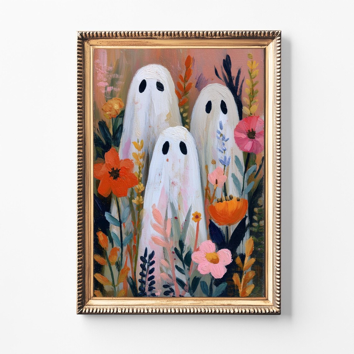 Floral Halloween Pastel Spooky Art Print