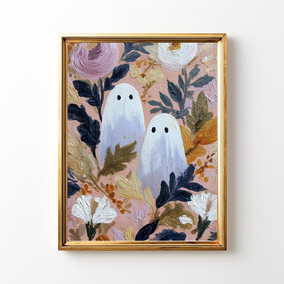 Floral Halloween Print Pastel Spooky Wall Art