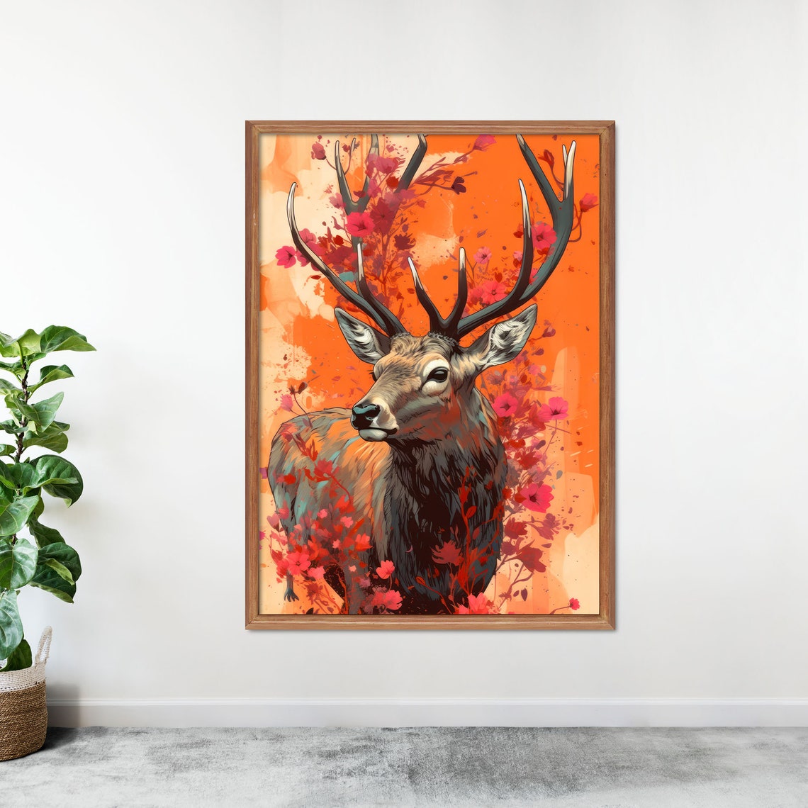Bull Elk With Grand Antlers Among Pink Spring Blossoms Poster - Image 4