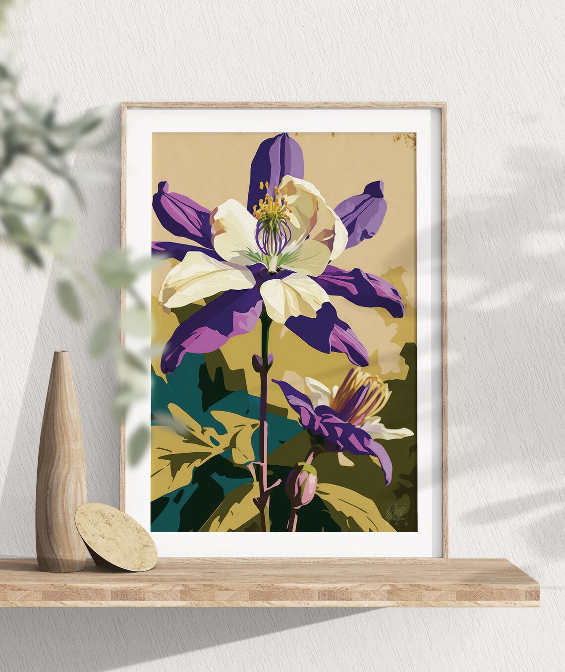 Colorado Blue Columbine Wildflower Golden Alpine Meadow Art Poster
