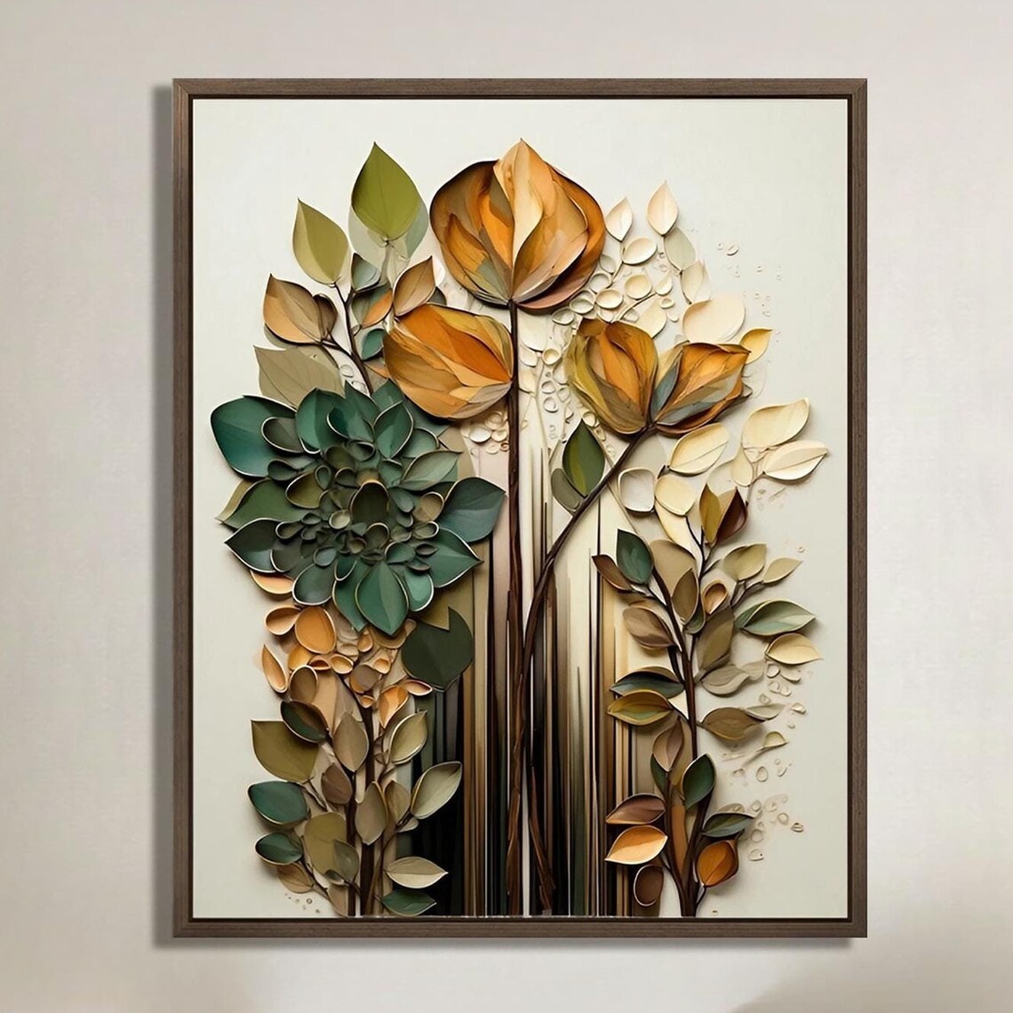 Earth Tones Botanical Print, Neutral Floral Art Print