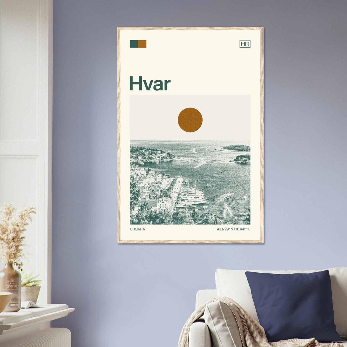Hvar Croatia Island Harbor Yacht Minimalist Travel Art Poster - Image 2