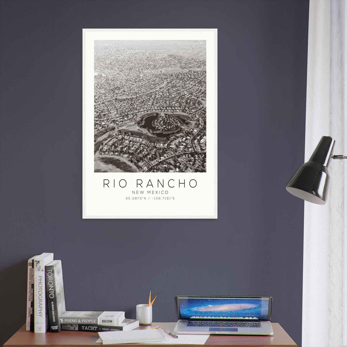 Rio Rancho New Mexico Aerial City Lake Black and White Photo Poster - Image 3