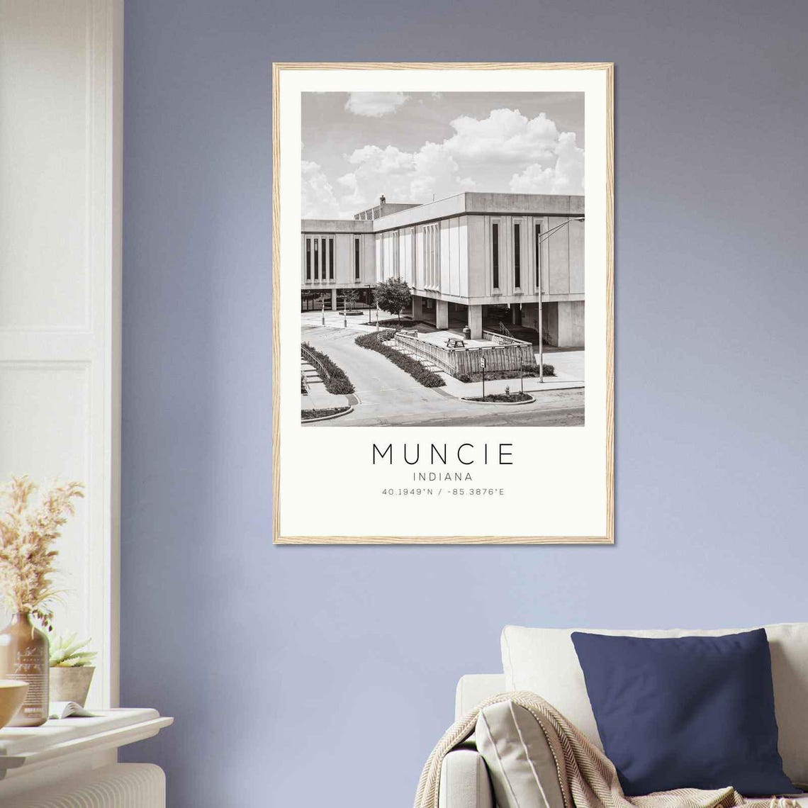 Muncie Indiana Modern Civic Building Minimalist Travel Poster - Image 2