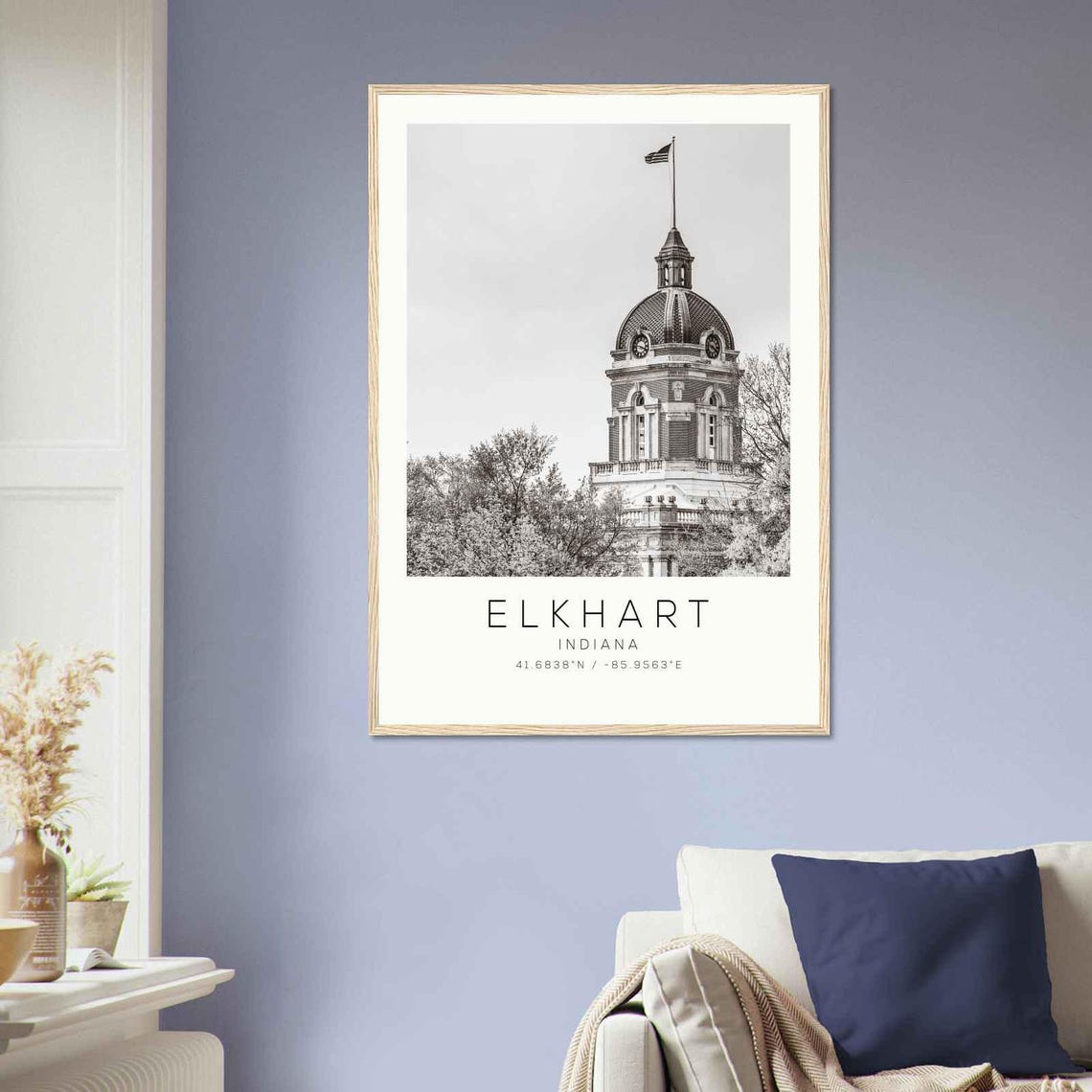 Elkhart Indiana Historic Courthouse Clock Dome Flag Photo Poster - Image 2