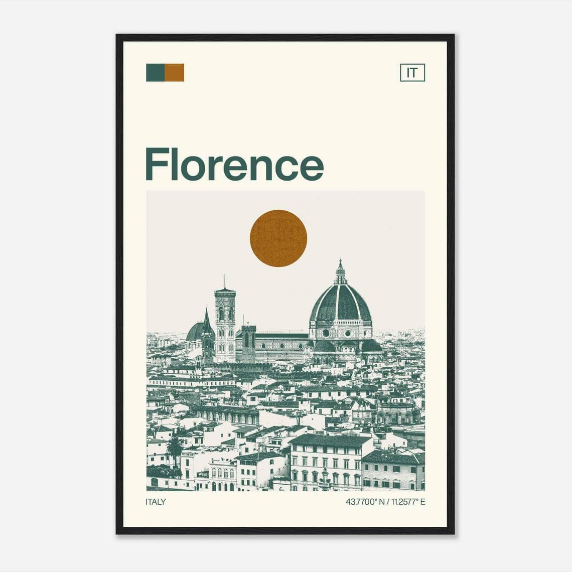 Florence Italy Duomo Cathedral Skyline View Minimalist Travel Poster