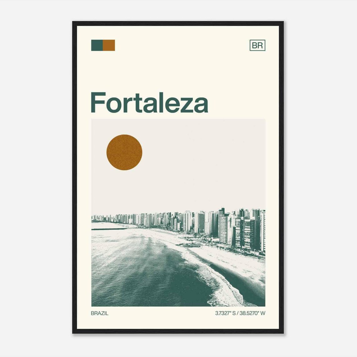 Fortaleza Brazil Minimalist Monochrome Travel Poster