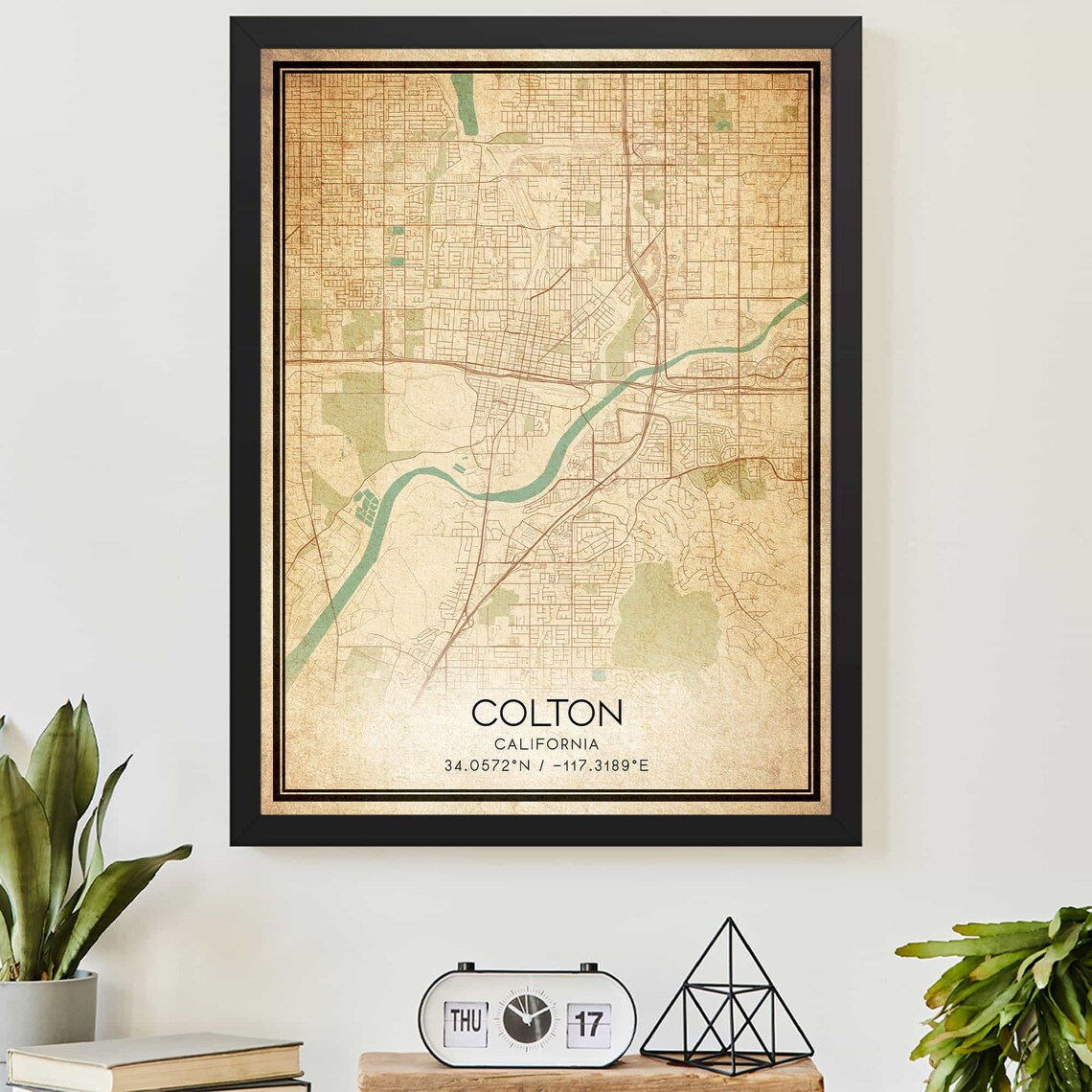 Colton California Vintage City Map Antique Street Poster Art