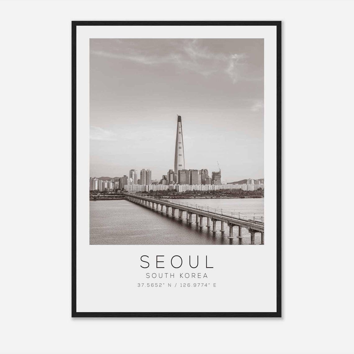 Seoul South Korea Travel Photo Poster Bw Seoul Travel Print Minimalist Travel Poster Print Ds2