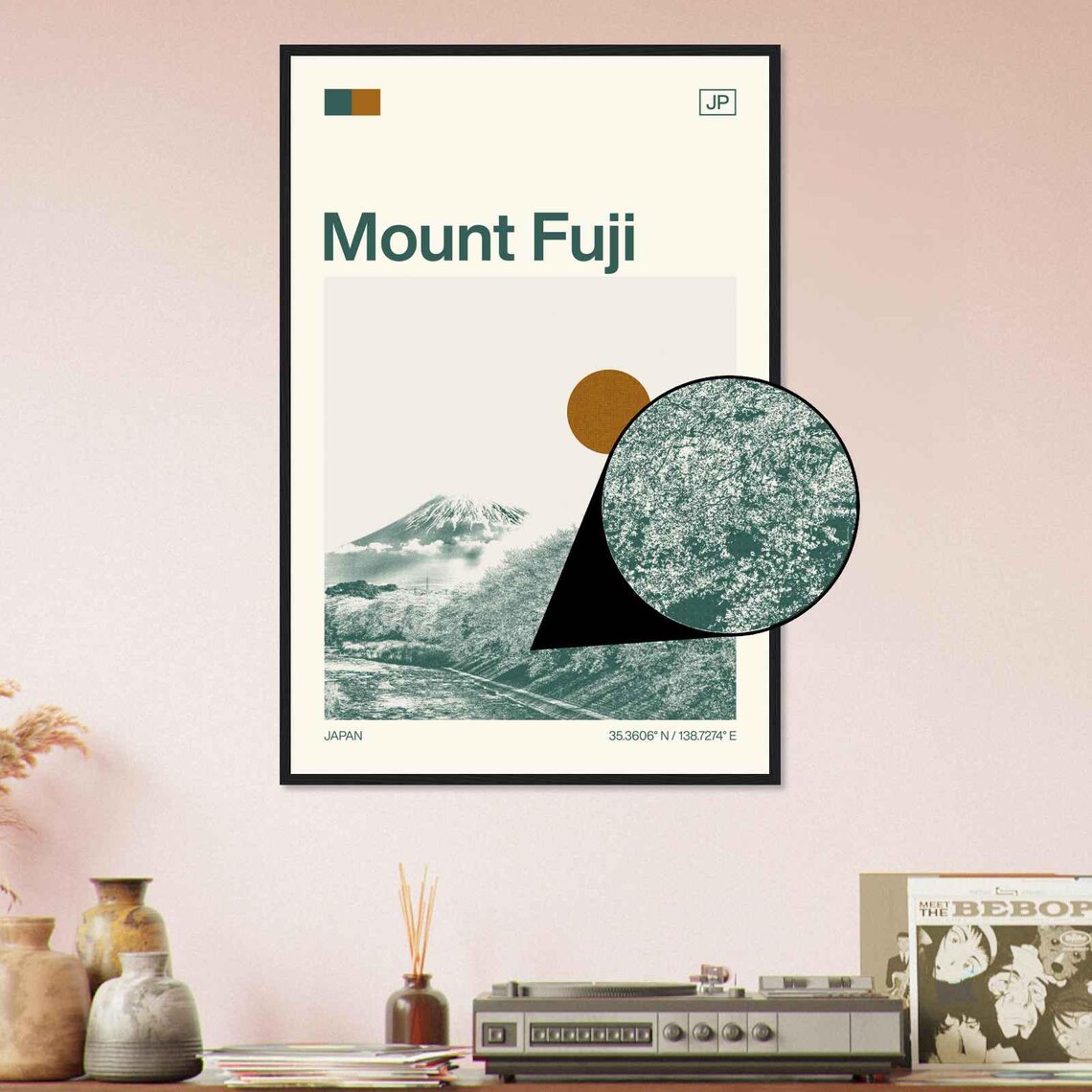 Mount Fuji Japan Cherry Blossom Snow Peak Minimalist Travel Poster - Image 4