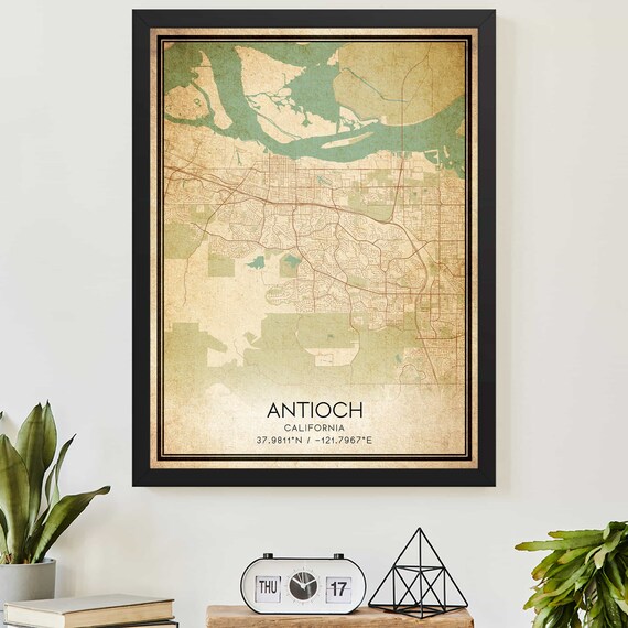 Antioch California Vintage Map Coordinates Custom Art Poster