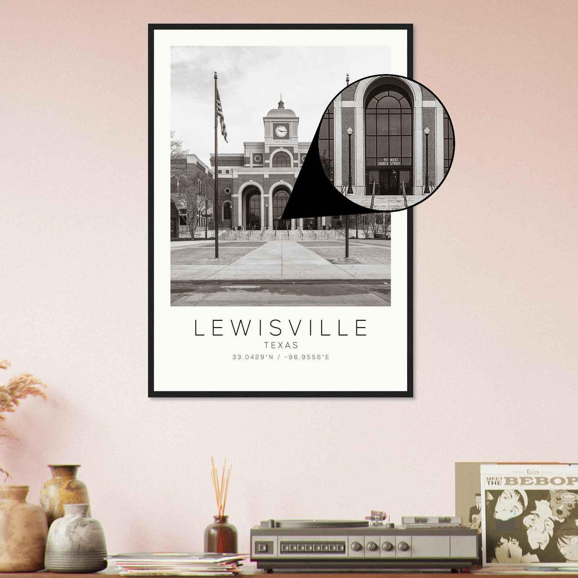 Lewisville Texas Photo Travel Poster Lewisville Travel Print Minimalist Travel Print - Image 4