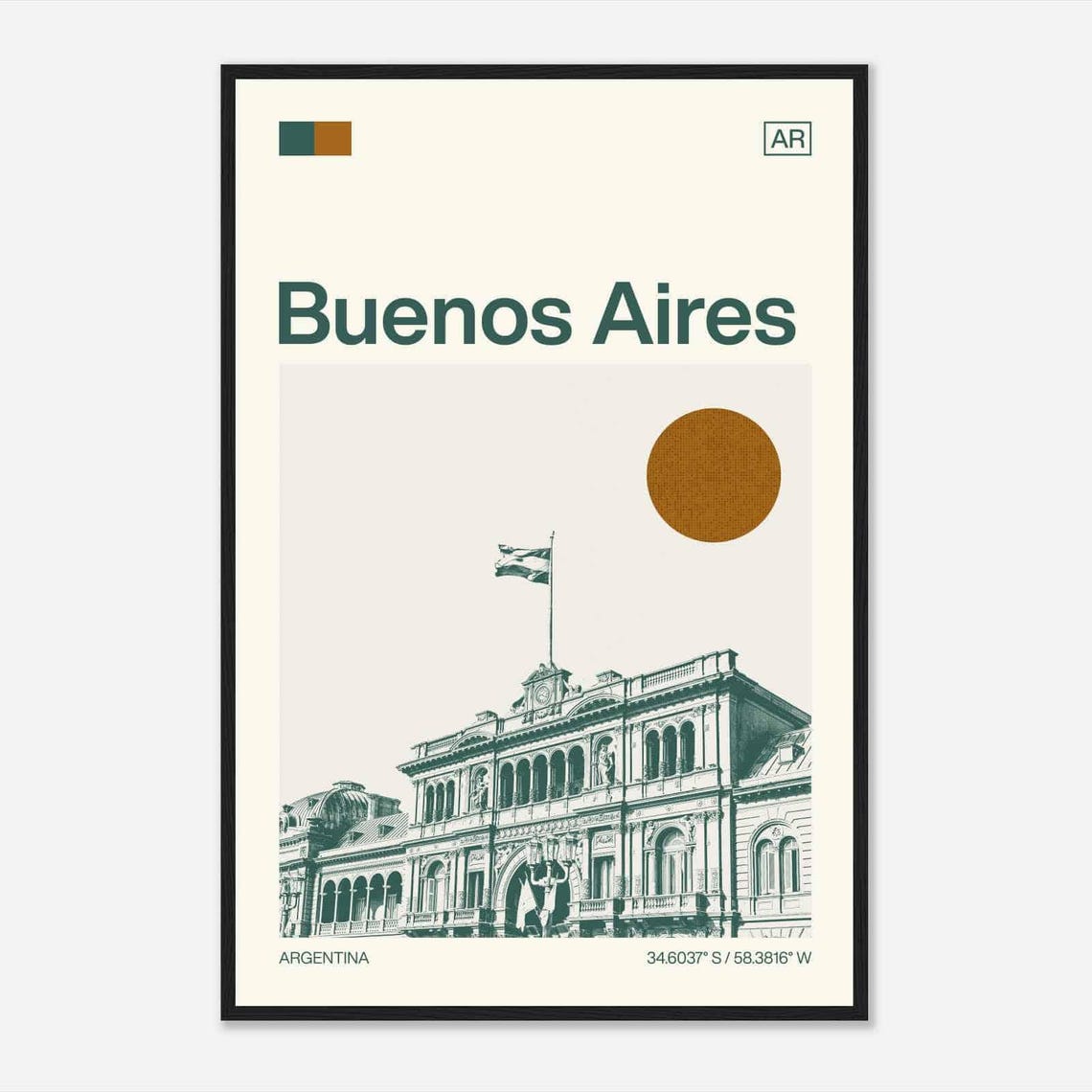 Buenos Aires Argentina Minimalist Monochrome Travel Photo Poster