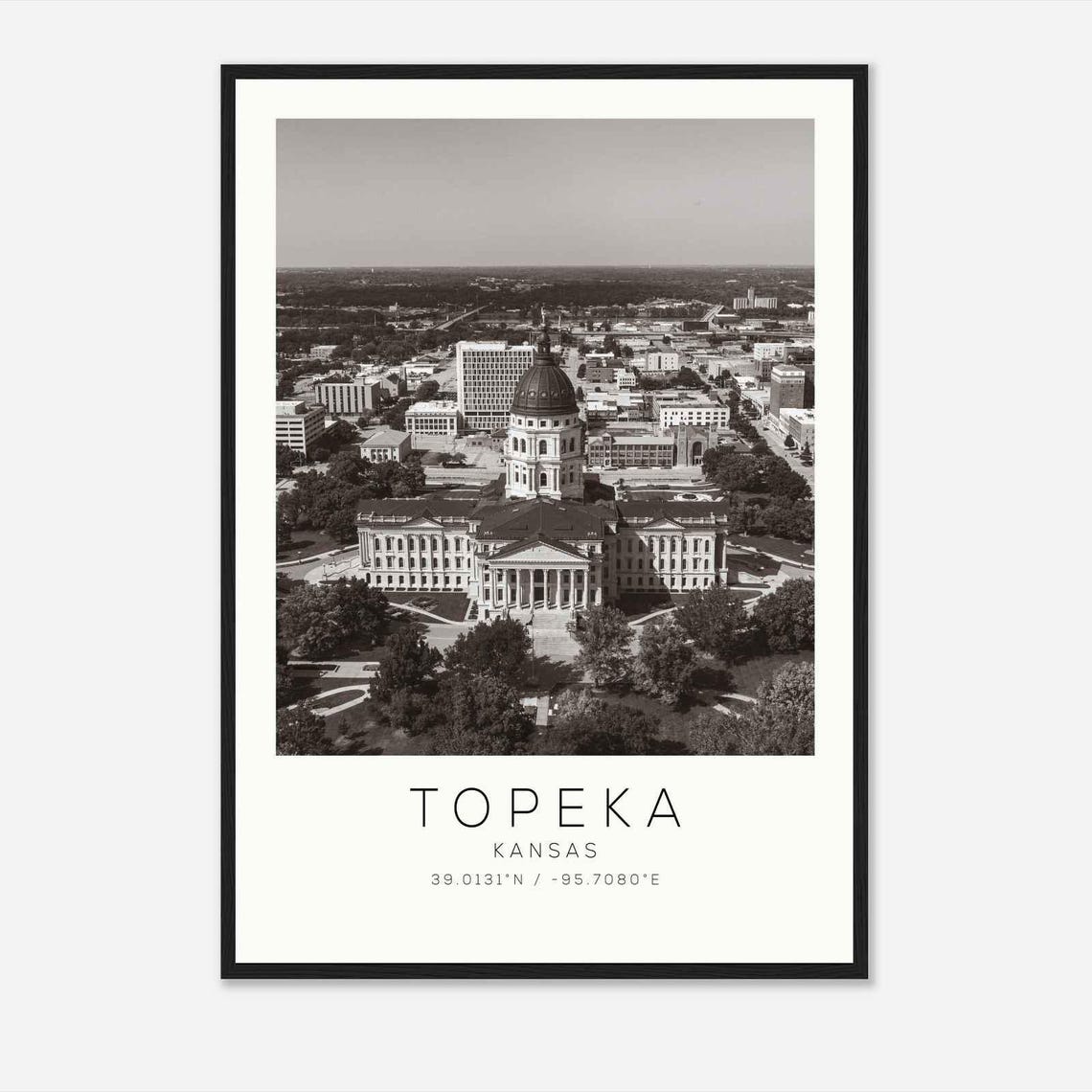 Topeka Kansas State Capitol Dome Aerial Minimalist Photo Poster