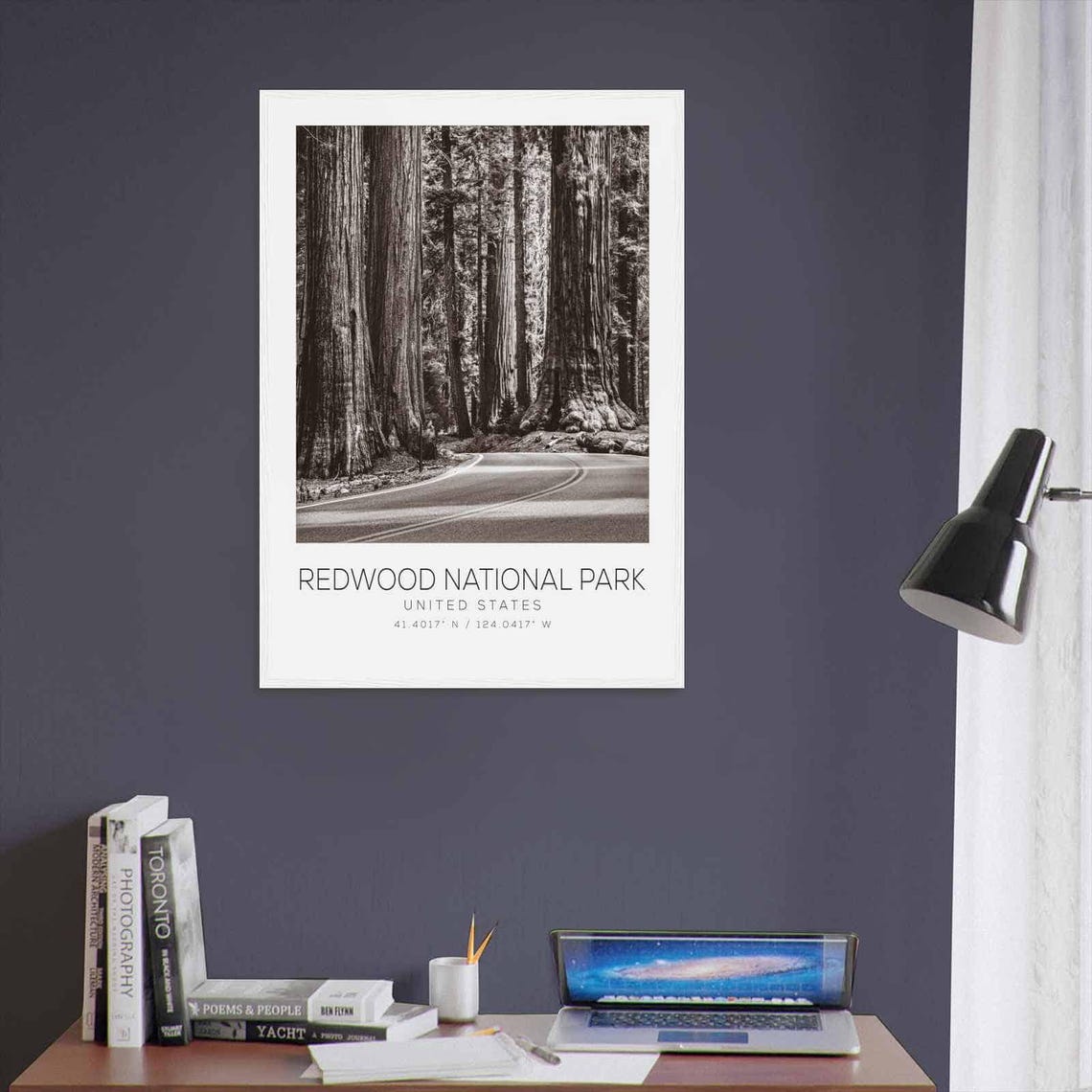 Redwood National Park United States Travel Photo Poster Bw Redwood National Park Travel Print Minimalist Travel Poster Print - Image 3