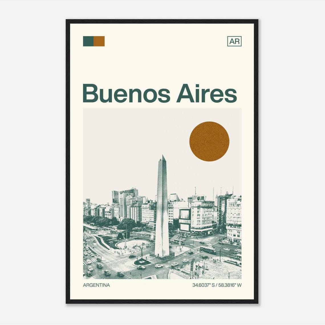 Buenos Aires Argentina Minimalist Monochrome Travel Photo Poster