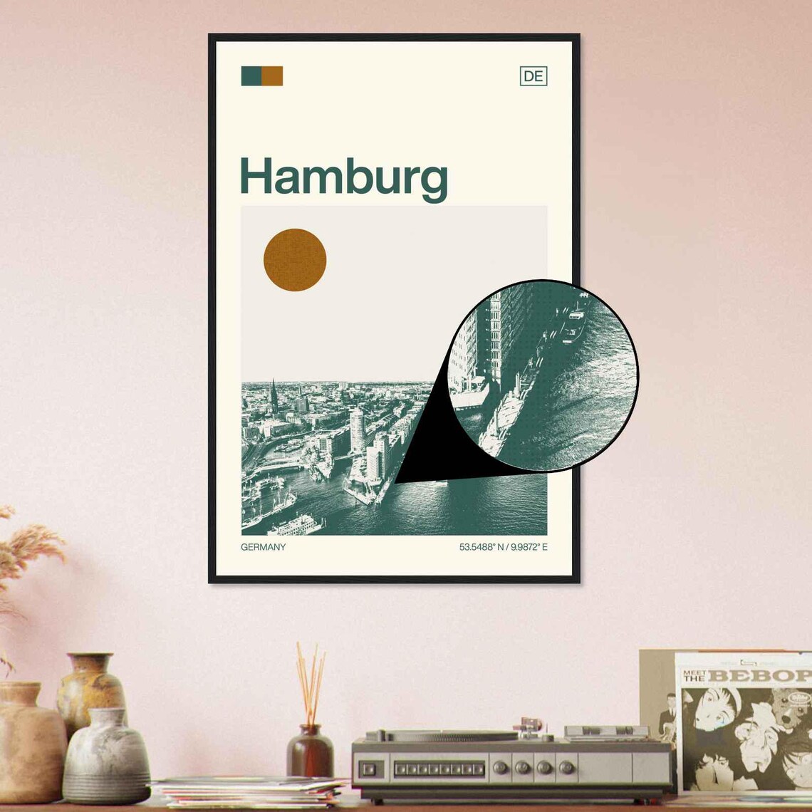 Hamburg Germany Minimalist Monochrome Travel Poster - Image 4
