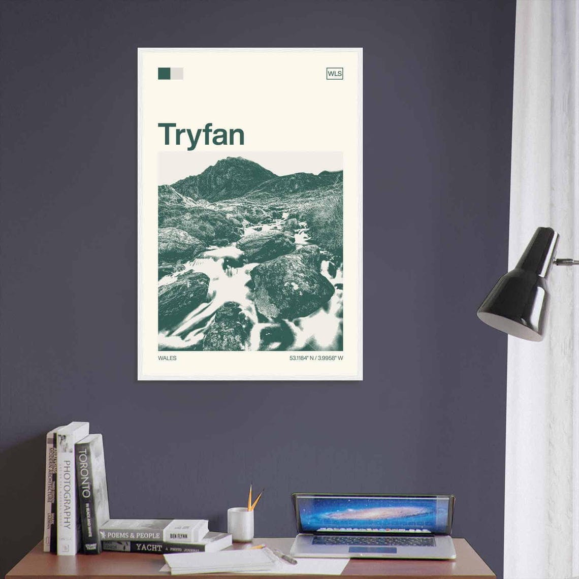 Tryfan Wales Mountain Stream Duotone Minimalist Travel Poster - Image 3