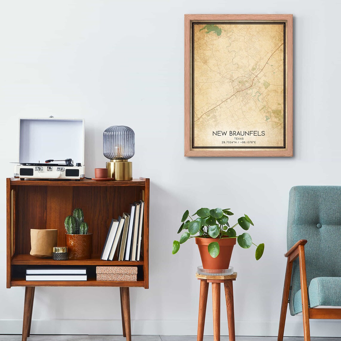 Vintage New Braunfels Texas Map Art Print - Image 3