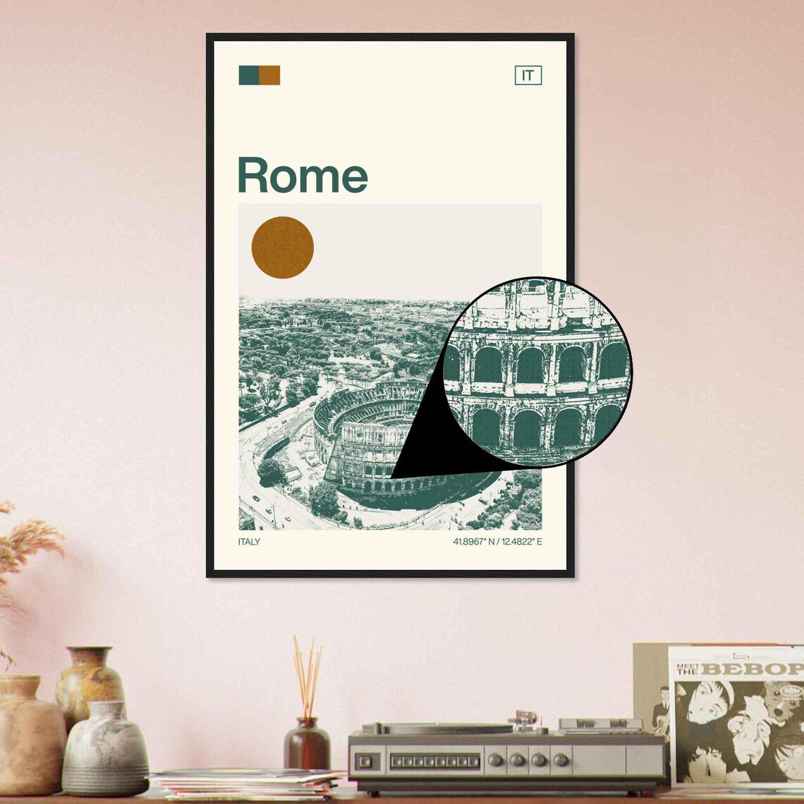 Rome Italy Colosseum Aerial Ancient Arena Sun Duotone Travel Poster - Image 4