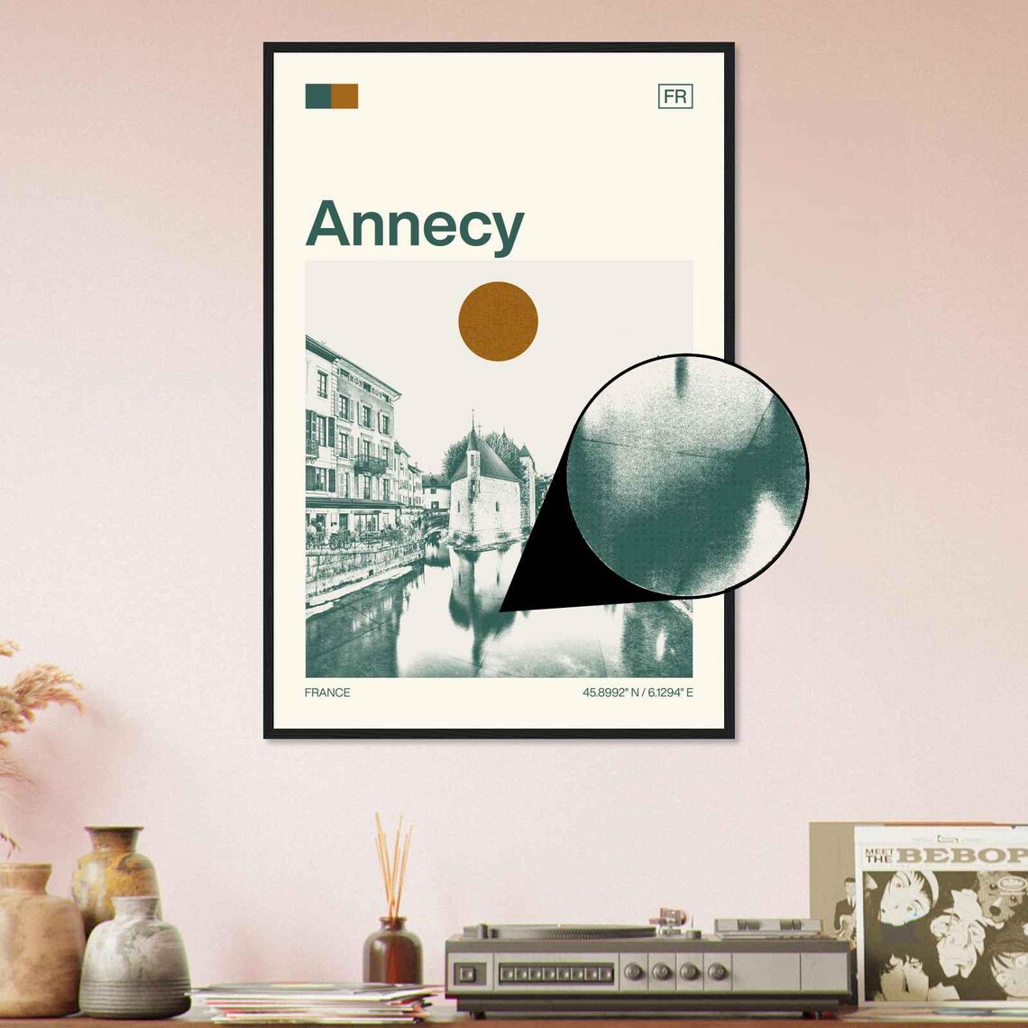 Annecy France Minimalist Travel Poster, Monochrome - Image 4