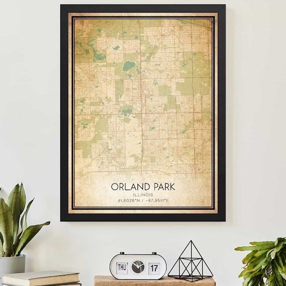 Orland Park Illinois Vintage Street Map Coordinates Art Poster
