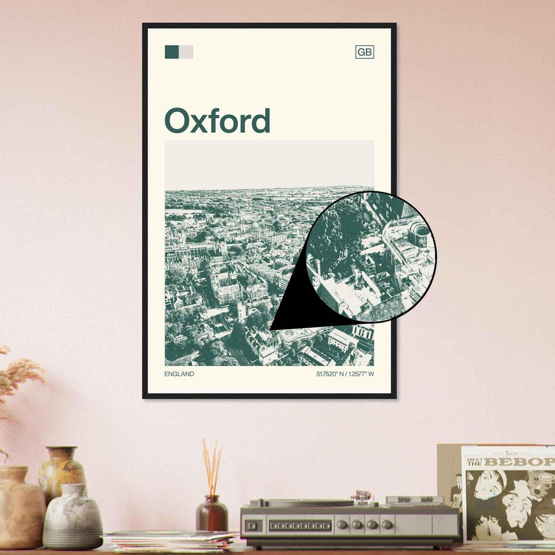 Oxford England Historic Spires City Aerial Minimalist Travel Poster - Image 4