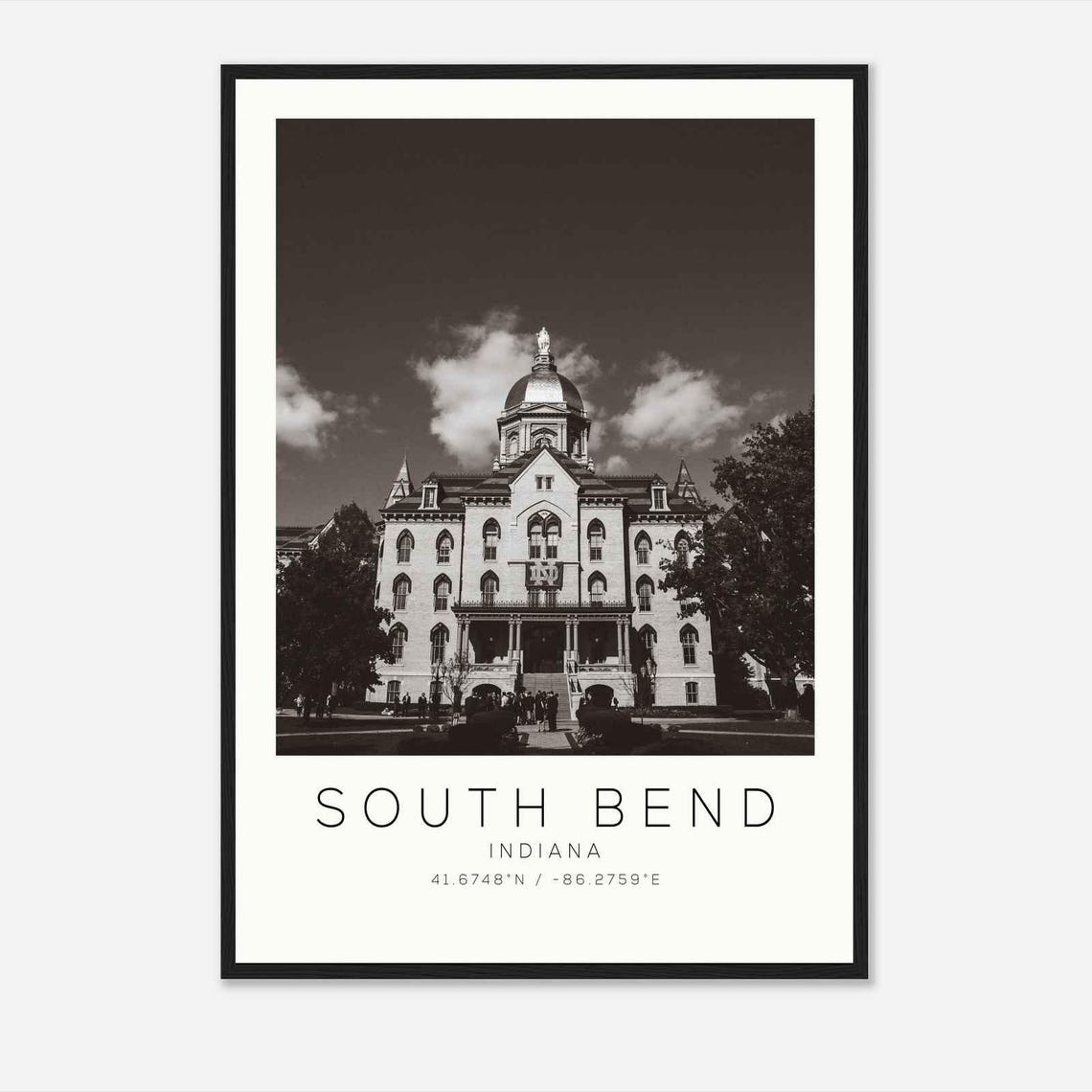 South Bend Indiana Notre Dame Golden Dome Minimalist Photo Poster