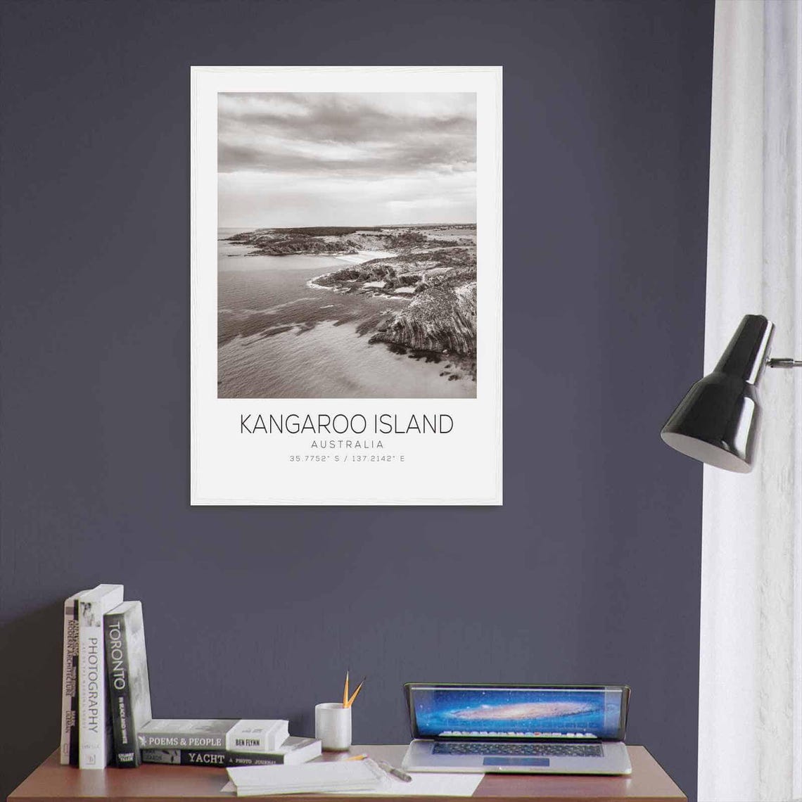 Kangaroo Island Australia Black White Rocky Coastline Poster - Image 3