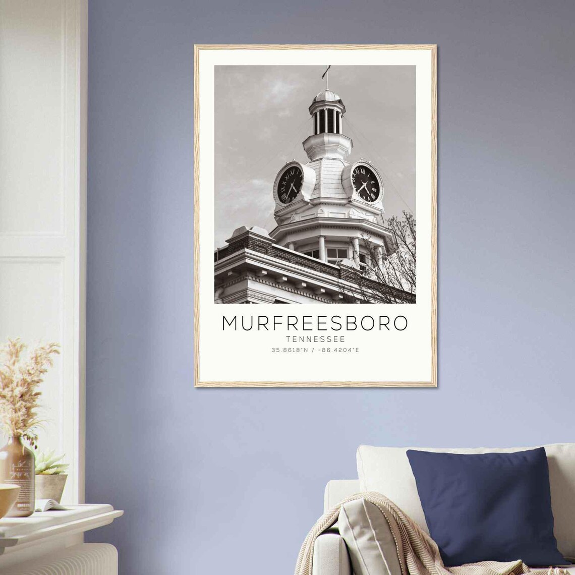 Murfreesboro Tennessee Historic Clock Tower Minimalist Travel Poster - Image 2
