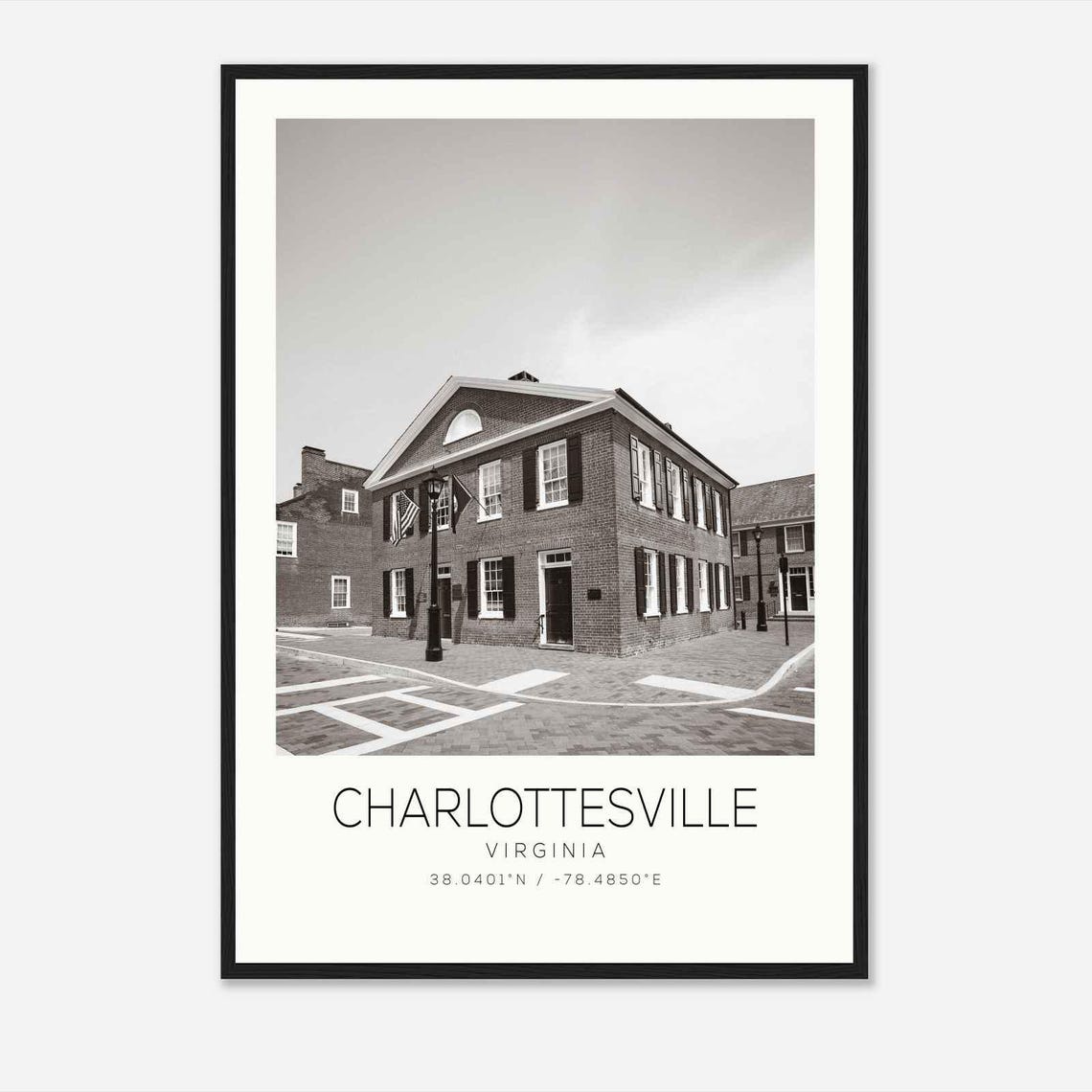 Charlottesville Virginia Historic Brick Building Old Town Poster