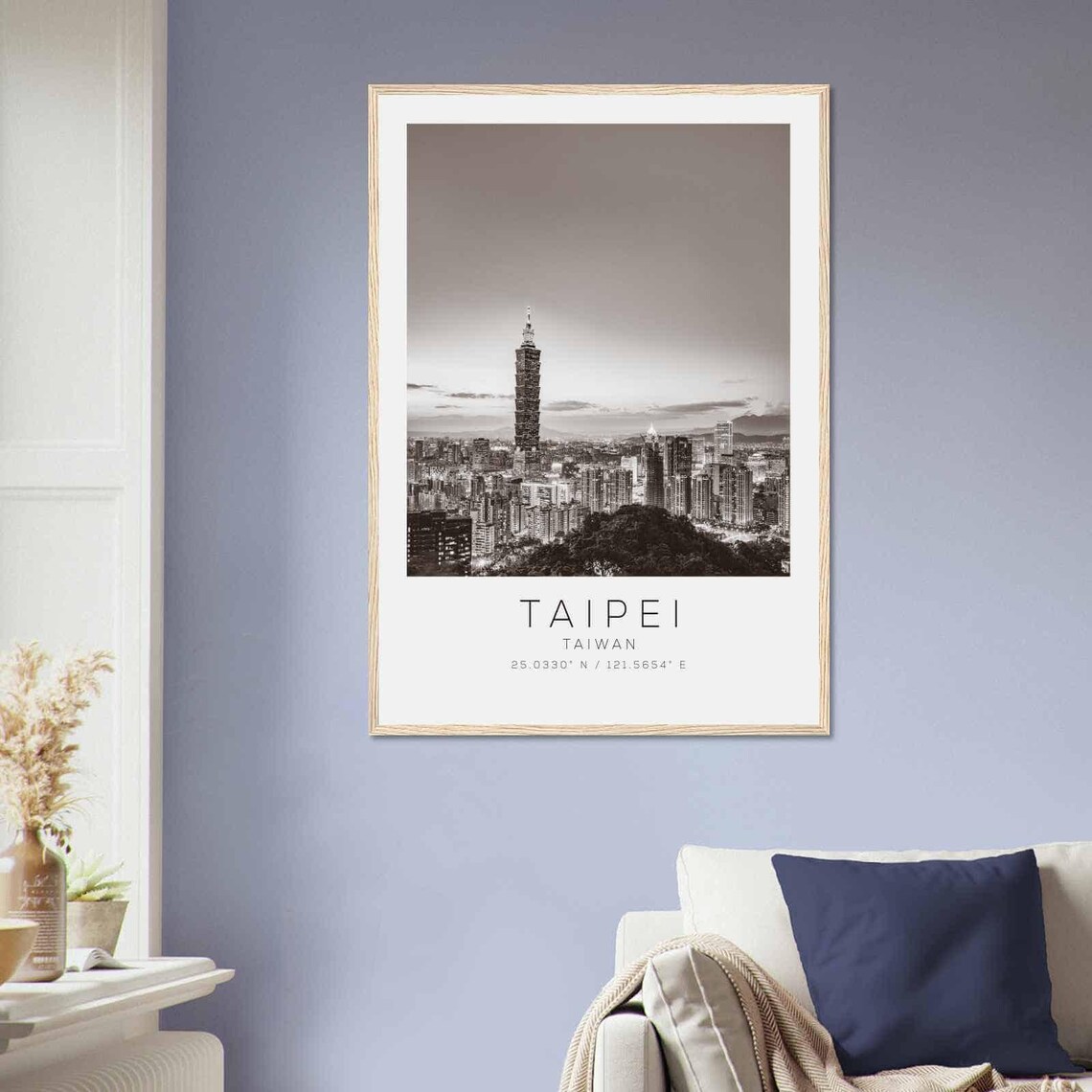 Taipei Taiwan Taipei 101 Skyline Dusk Black and White Photo Poster - Image 2